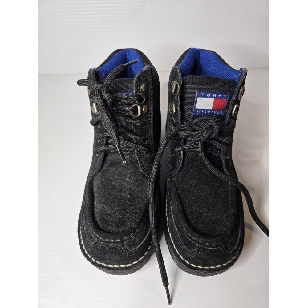 Tommy‎ Hilfiger Black Suede Laceup Boots Size 6.5 M W90021